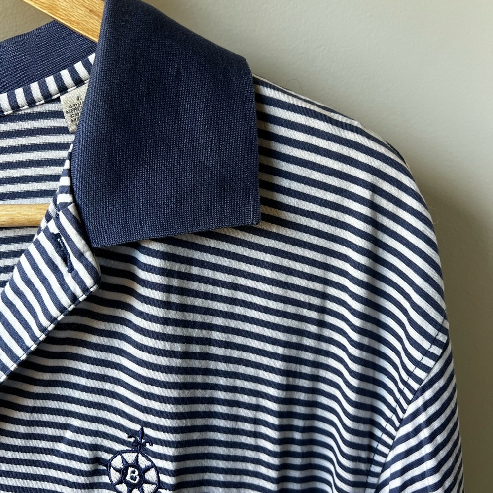 PETER MILLAR Polo Shirt Striped Cotton Golf Sporty Activewear Vacation Travel L